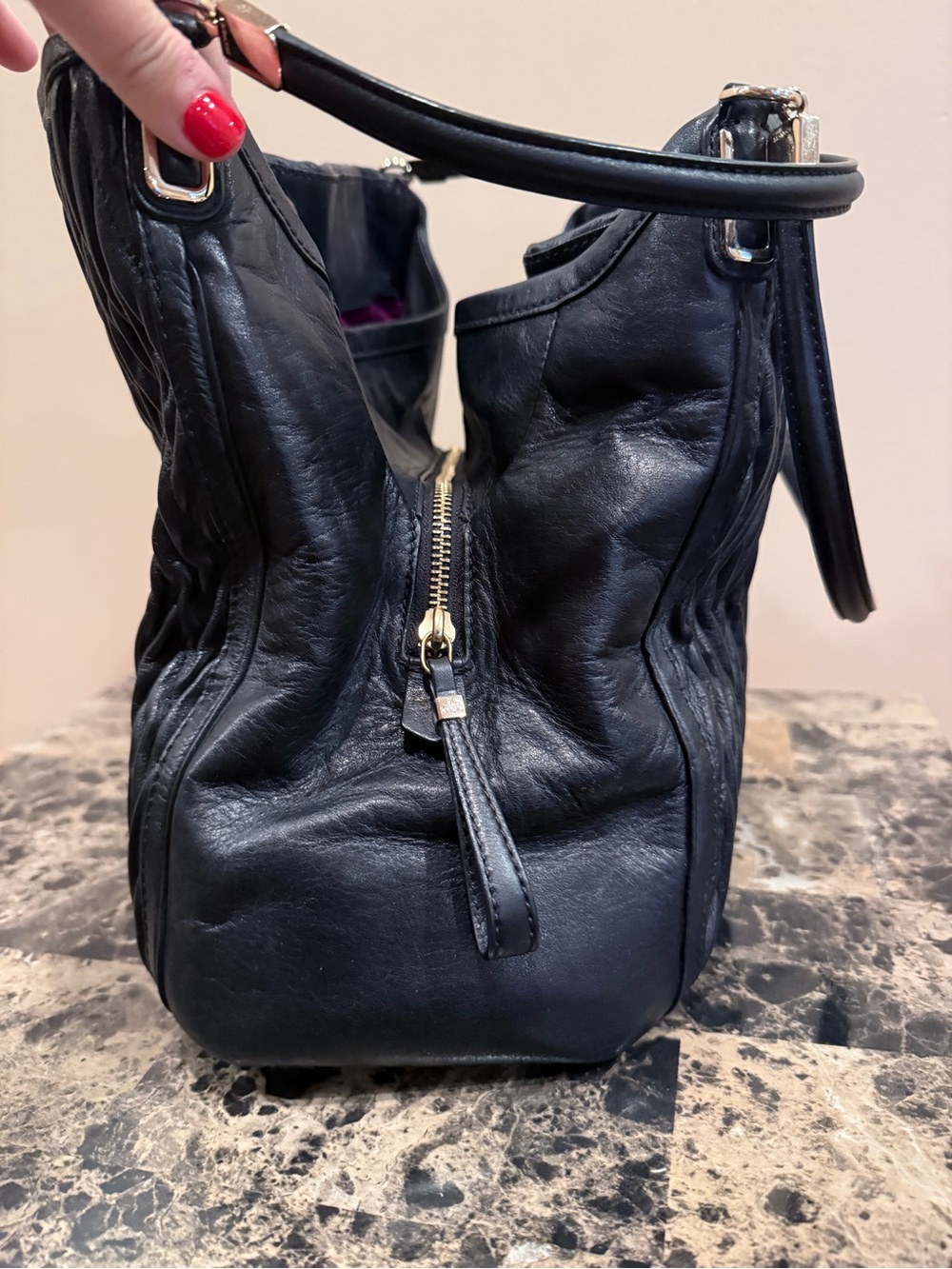 Coach Madison Phoebe Gathered Twist Leather Shoulder Bag - Black - Picture 16 of 16